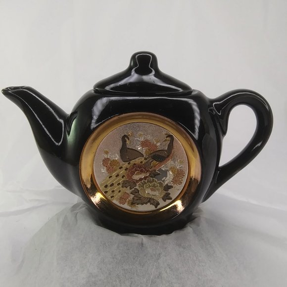 Chokin Art miniature teapot Made in Japan peacocks - Picture 4 of 15